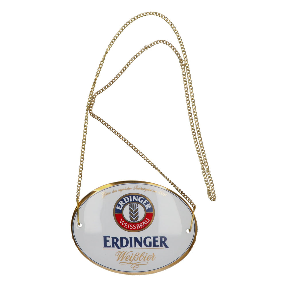 Erdinger Bier Zapfhahnschild Keramik weiß 12x9cm neu