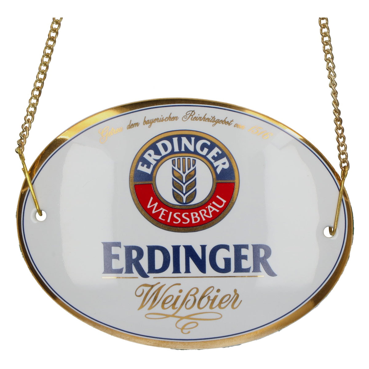 Erdinger Bier Zapfhahnschild Keramik weiß 12x9cm neu – Ansicht 3