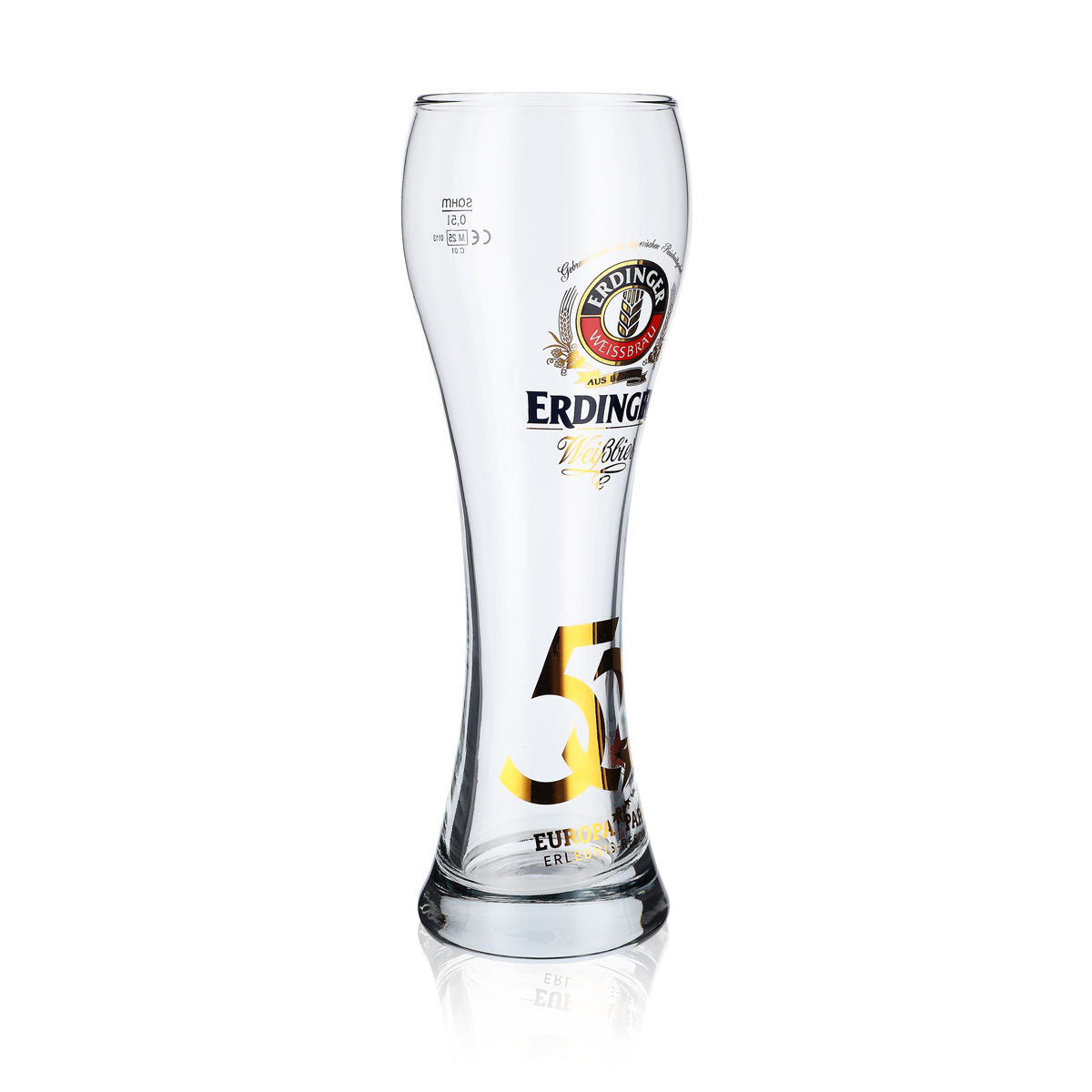Erdinger Weissbier Bierglas Glas Sammelglas 0,5l Weißbierglas 50 J. E.P. – Ansicht 2