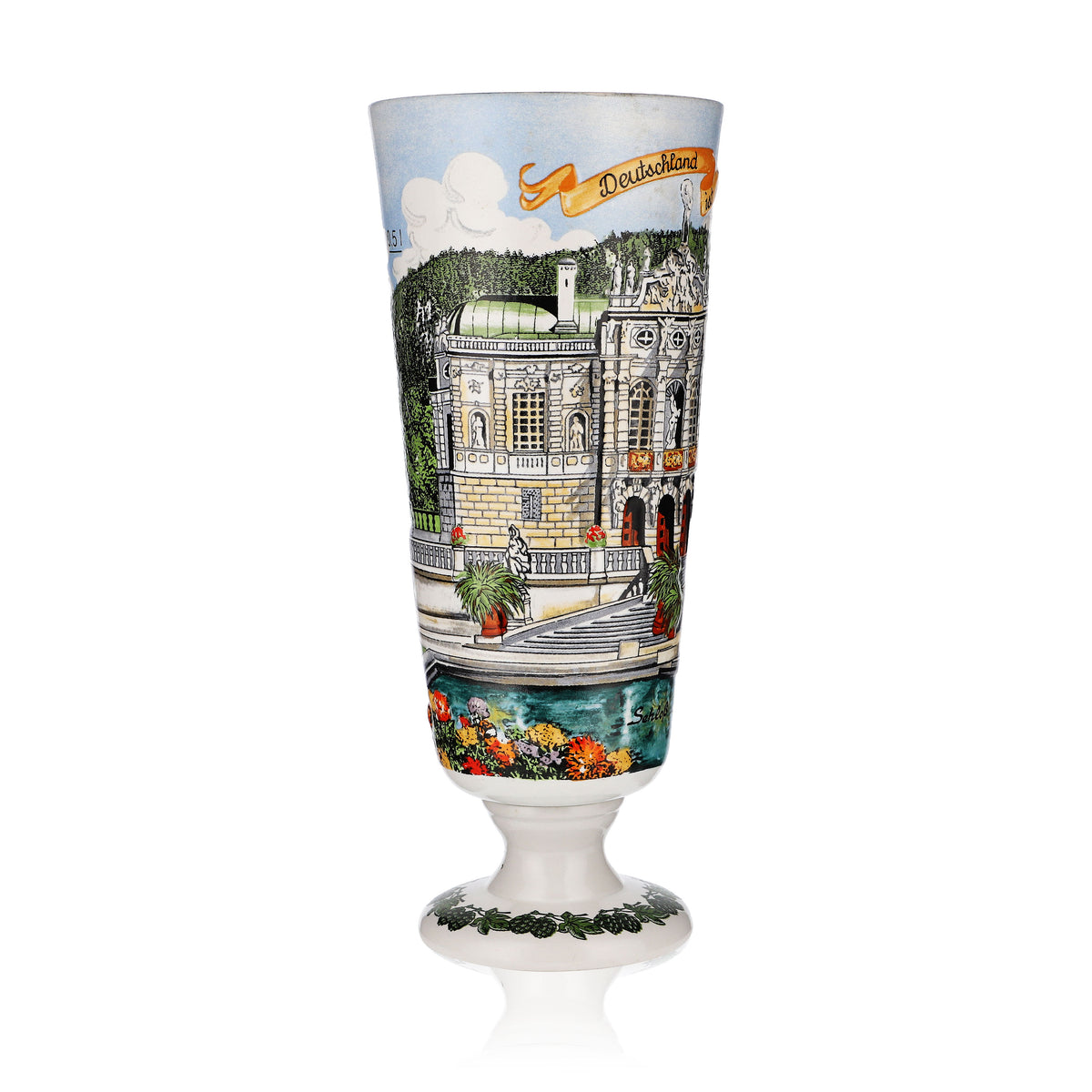 Erdinger Weissbräu Bier Glas 0,5l Pokal Keramikkrug Edition Schloss Linderhof – Ansicht 2