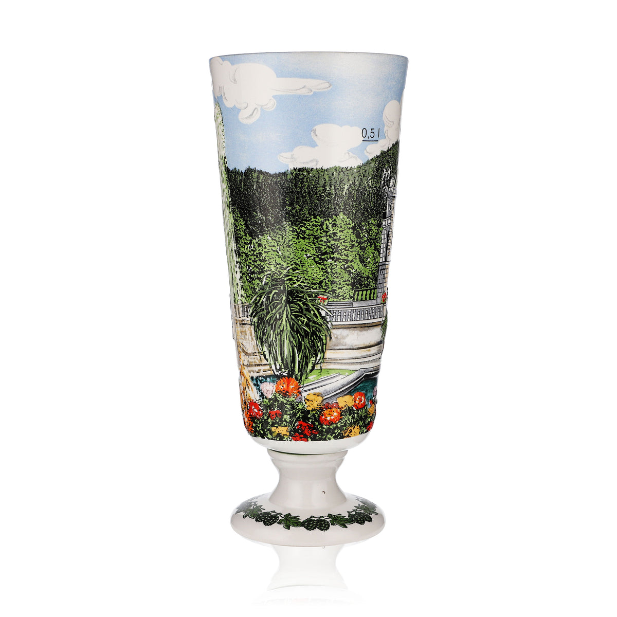 Erdinger Weissbräu Bier Glas 0,5l Pokal Keramikkrug Edition Schloss Linderhof – Ansicht 3