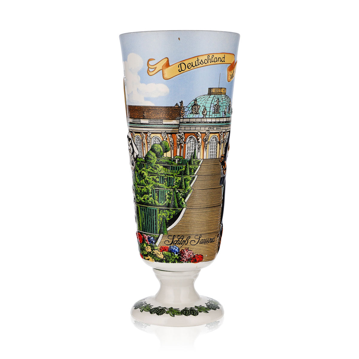 Erdinger Weissbräu Bier Glas 0,5l Pokal Ton Sammleredition Sanssouci 1992 – Ansicht 2