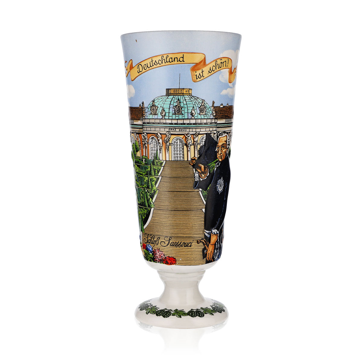 Erdinger Weissbräu Bier Glas 0,5l Pokal Ton Sammleredition Sanssouci 1992 – Ansicht 3