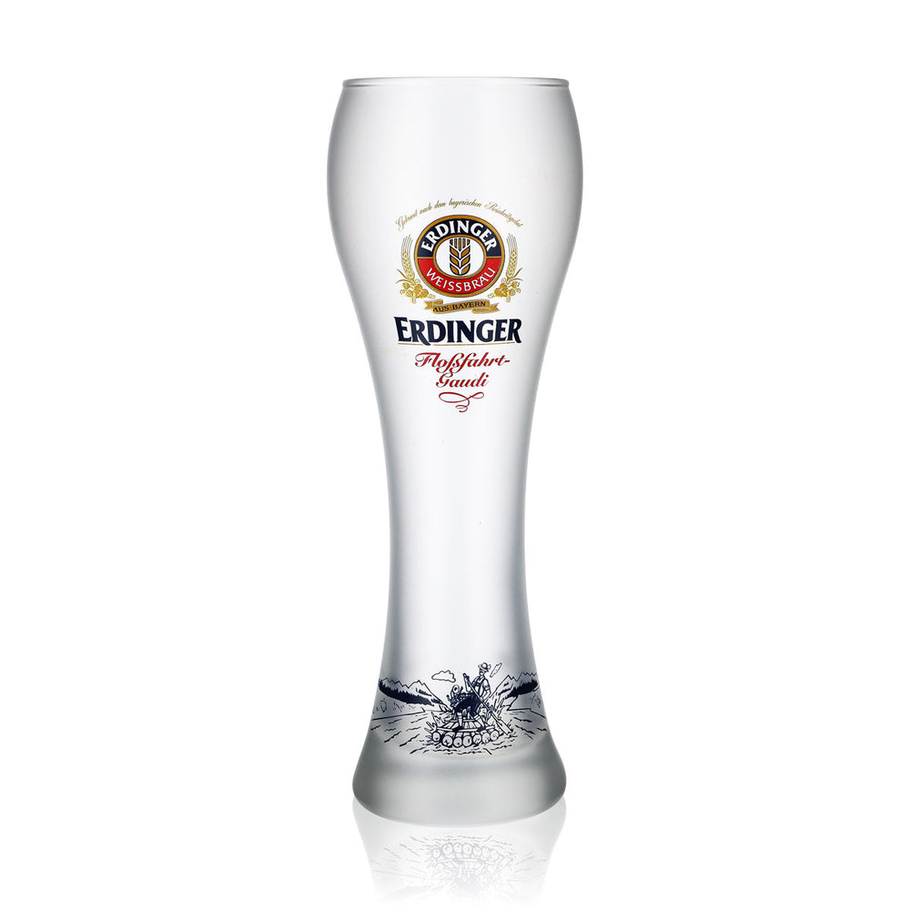 Erdinger Weizenglas 0,5l matt "Floßfahrt-Gaudi" Bier Gläser satiniert weiß