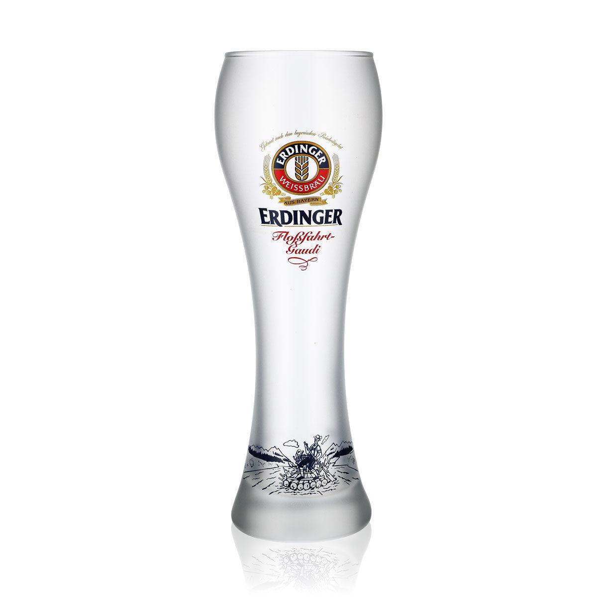 Erdinger Weizenglas 0,5l matt "Floßfahrt-Gaudi" Bier Gläser satiniert weiß