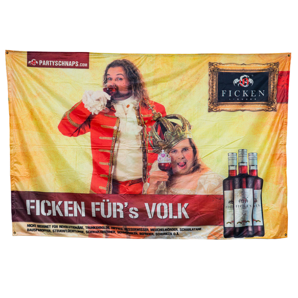 Ficken Likör Glas Banner 225x150 cm "Ficken fürs Volk" Polyester Fahne