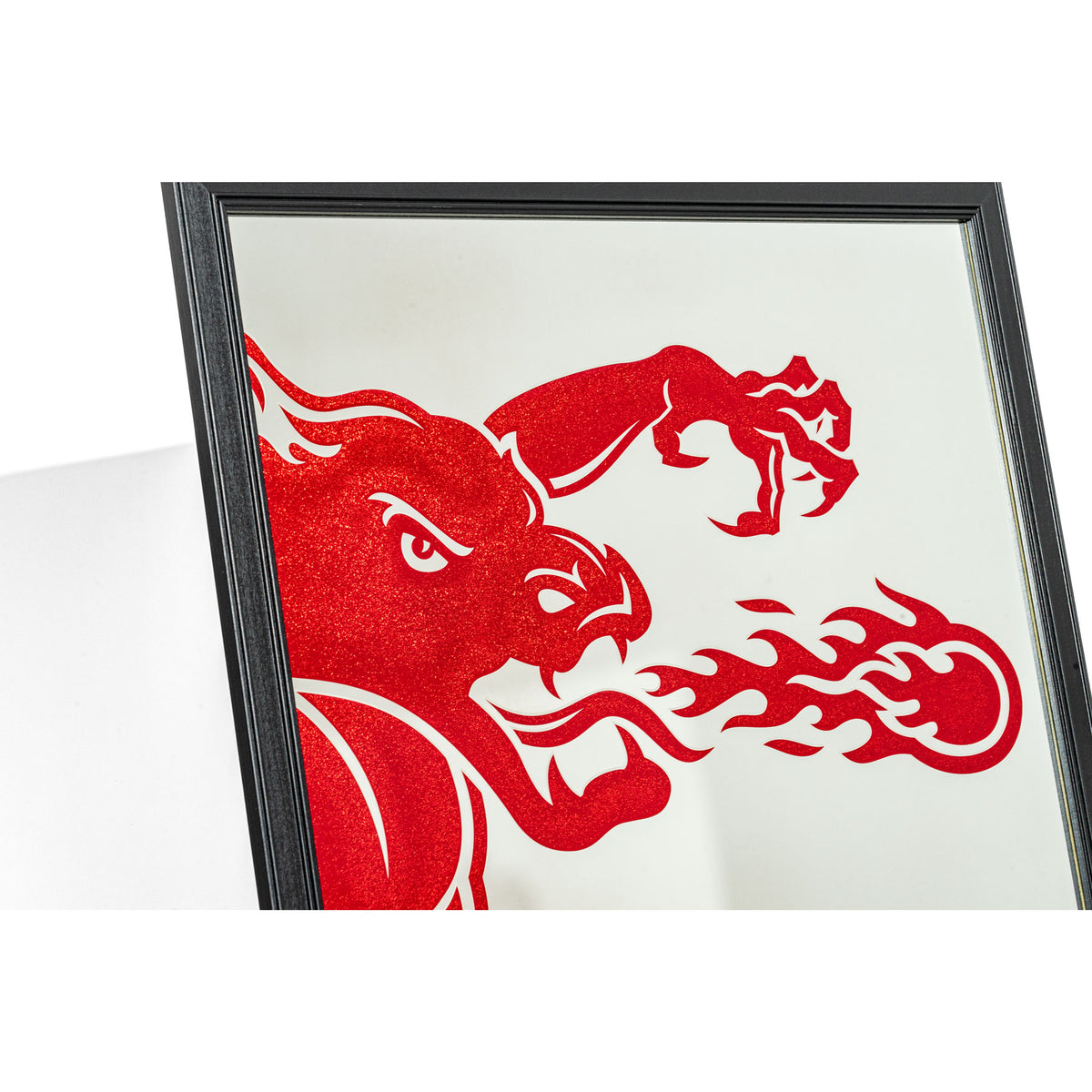 Fireball Spiegel Wand Dekoration Drachenmotiv Mit Rahmen 103x73cm Bar Kneipe – Ansicht 3