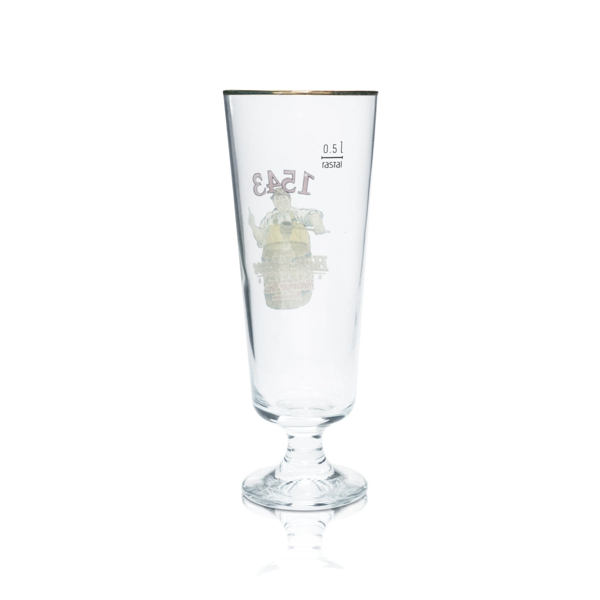 Flötzinger Bier Glas 0,5l Goldrand Pokal Gläser Weißbier Hefe Weizen "1543" Bräu – Ansicht 2