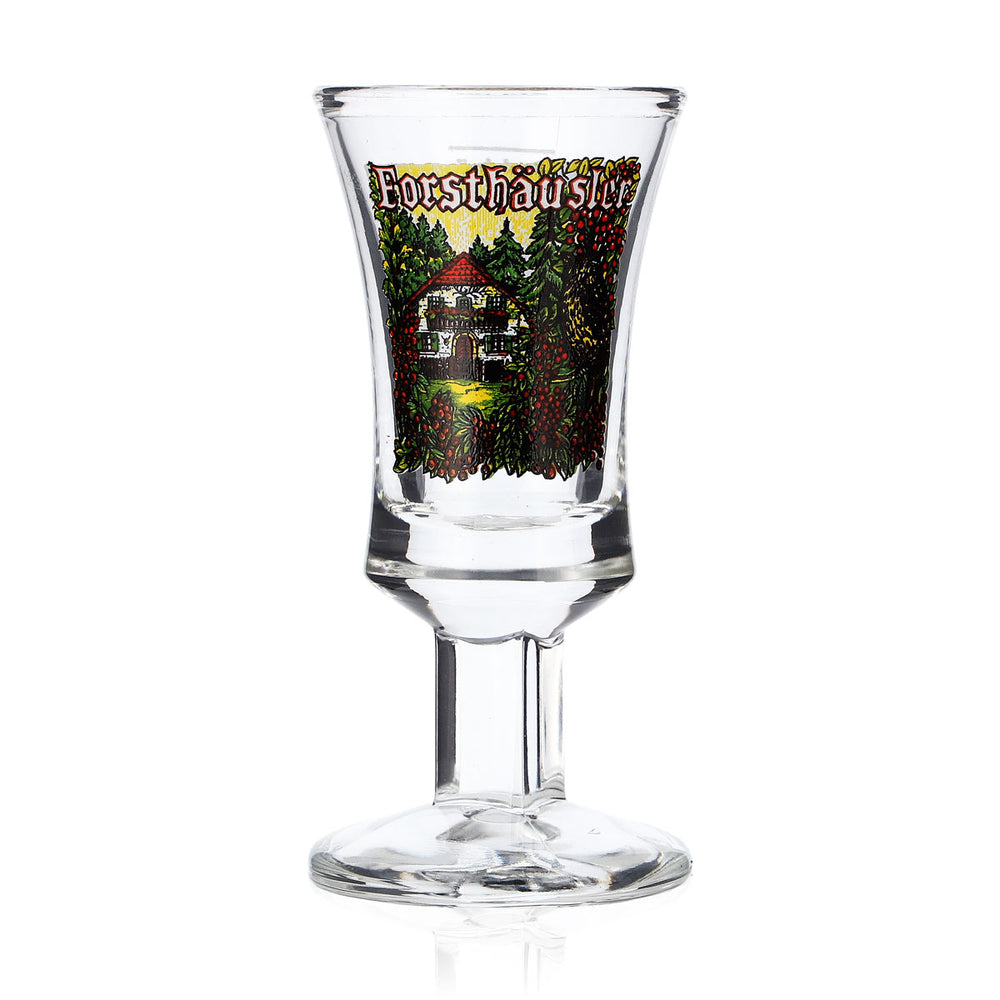 Forsthäusler Schnaps Glas 2cl Logo Haus Rittmeister hoch Stamper Böckling