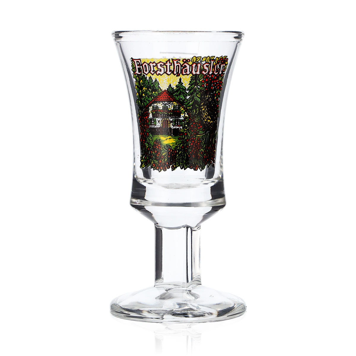 Forsthäusler Schnaps Glas 2cl Logo Haus Rittmeister hoch Stamper Böckling