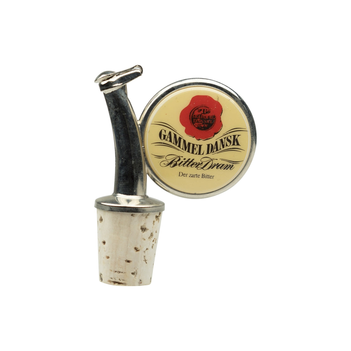 Gammel Dansk Bitter Ausgießer 0,7l Flasche Korkverschluß Dosierer Pourer Schnaps