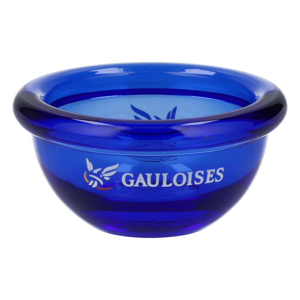 Gauloises Aschenbecher Glas mit Logo MINI rund blau Barzubehör Sammlerstück