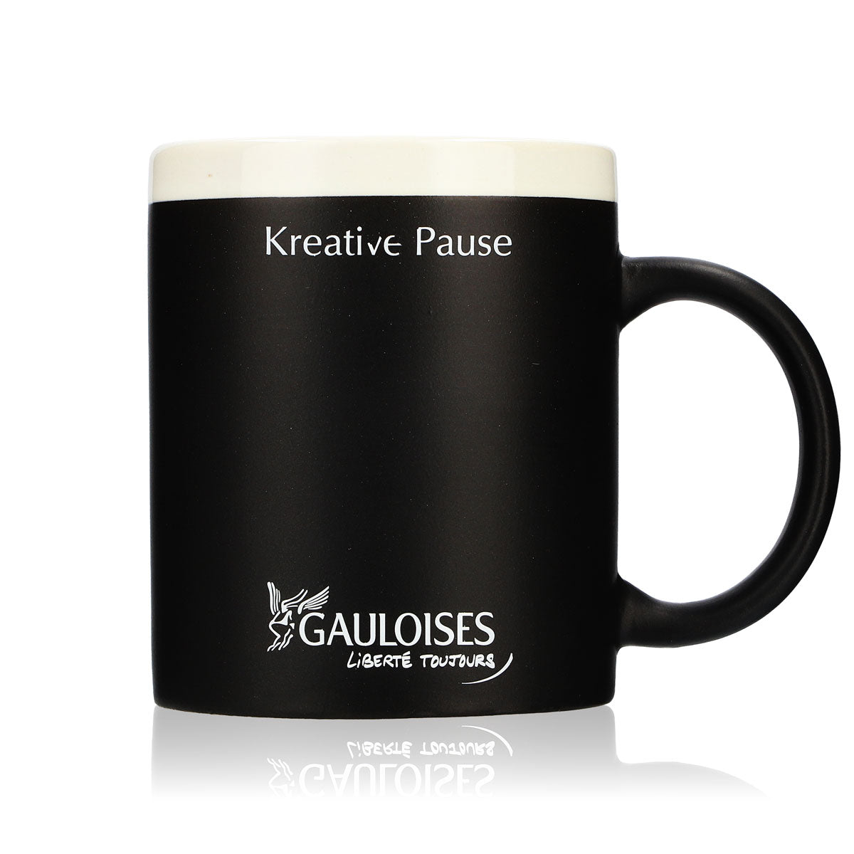 Gauloises Zigaretten Glas 0,31l Tasse Becher Schwarz zum Beschriften m. Kreide