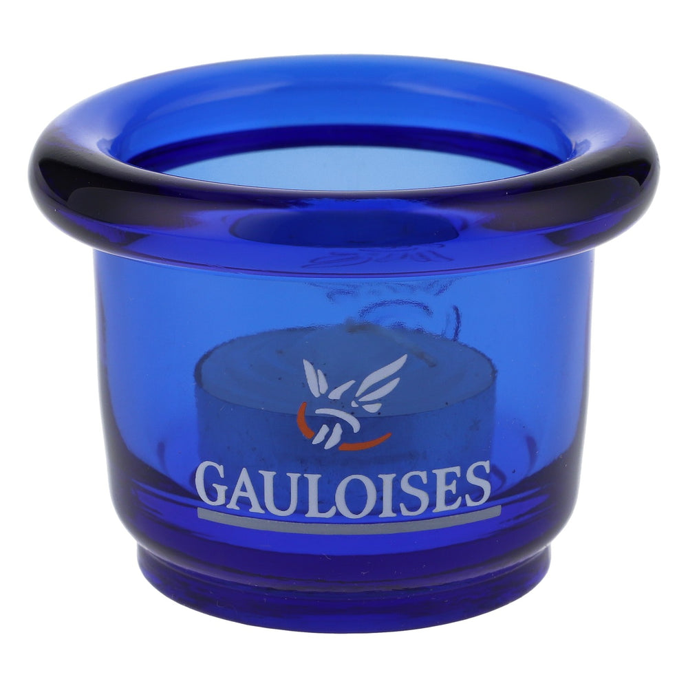 Gauloises Zigaretten Glas Windlicht Teelicht rund blau kleine Ausführung