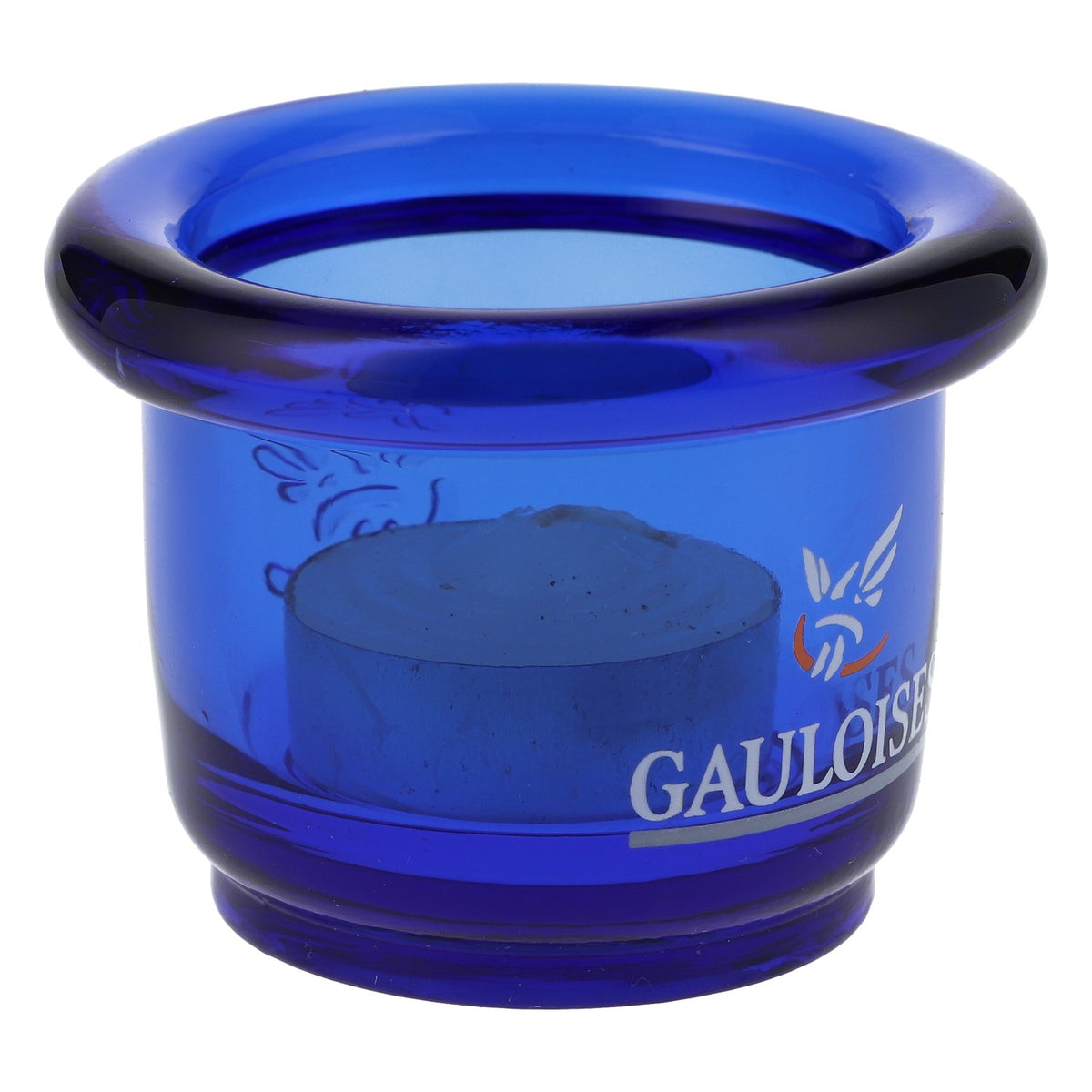 Gauloises Zigaretten Glas Windlicht Teelicht rund blau kleine Ausführung – Ansicht 2