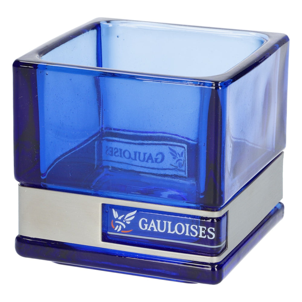 Gauloises Zigaretten Windlicht Blau Glas Teelicht Halterung Deko Beleuchtung