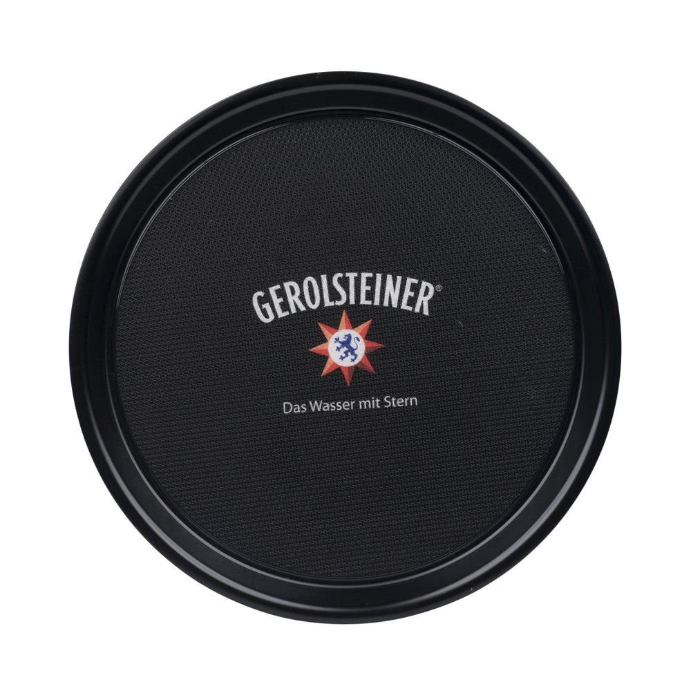 Gerolsteiner Wasser Tablett Ø37cm Anti-Rutsch Schwarz Gläser Servier Gastro