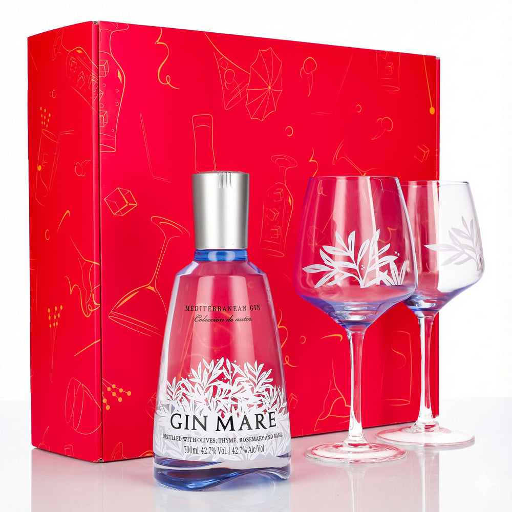 Gin Mare Geschenkset 0,7l 42,7% + Ballonglas Copa I Pink