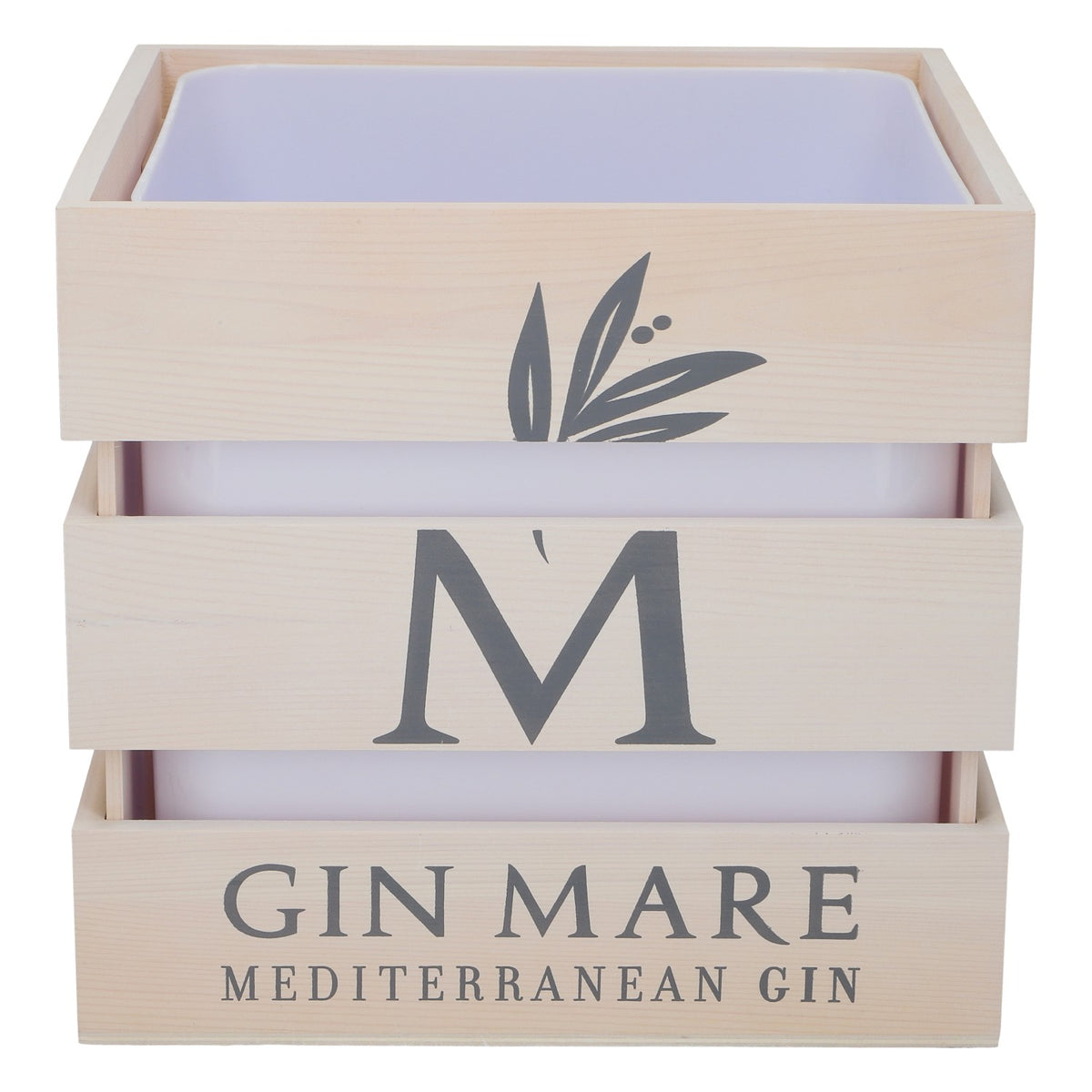 Gin Mare Gin Eiskühler Flaschenkühler Holz Mediterranean Gin neu weiß Sektkühler – Ansicht 2