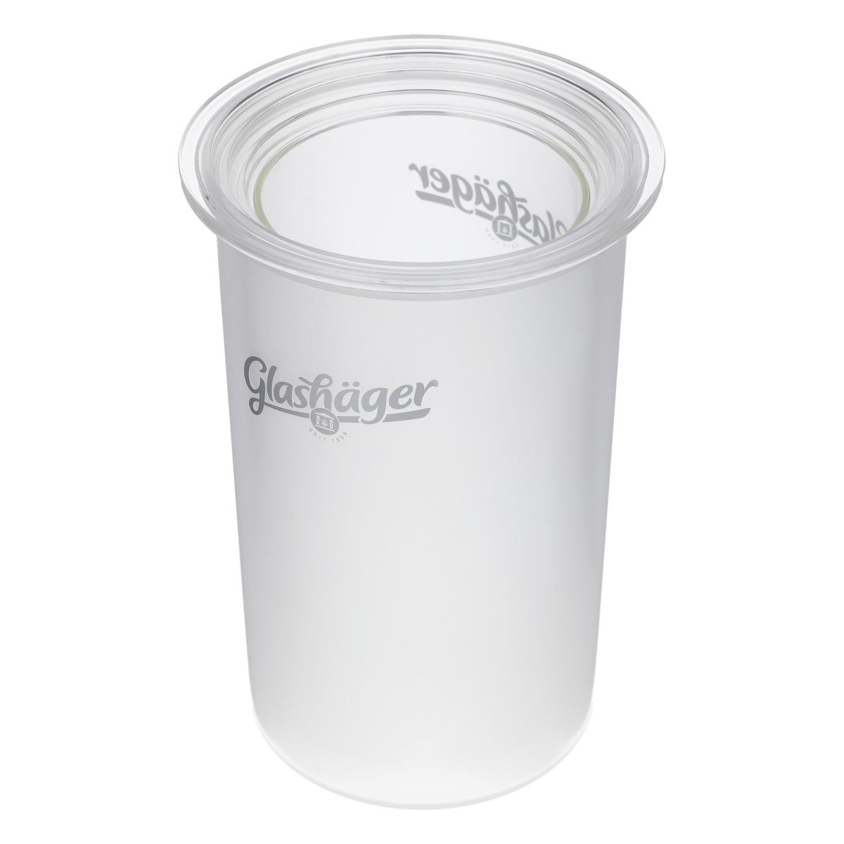Glashäger Wasser Flaschenkühler Doppelwandig Acryl Milchglas Logo – Ansicht 4