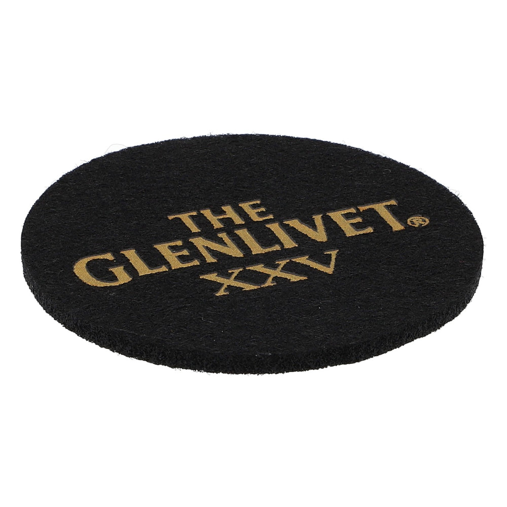 Glenlivet Whiskey Filz Untersetzer Glasuntersetzer Schwarz 6,2cm Durchmesser "Glenlivet XXV"