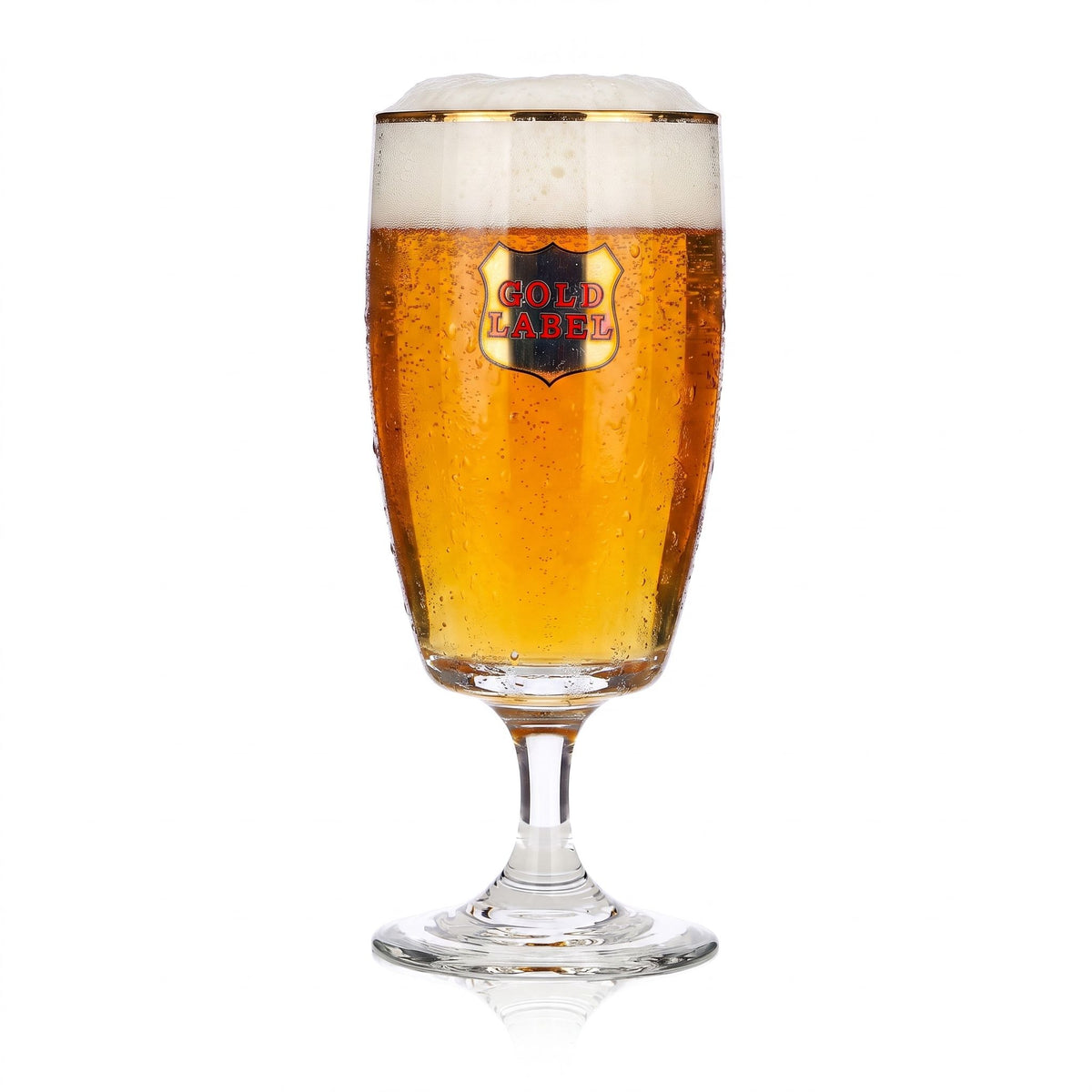 Gold Label Bier Glas 0,24l Pokal Goldrand goldenes Logo