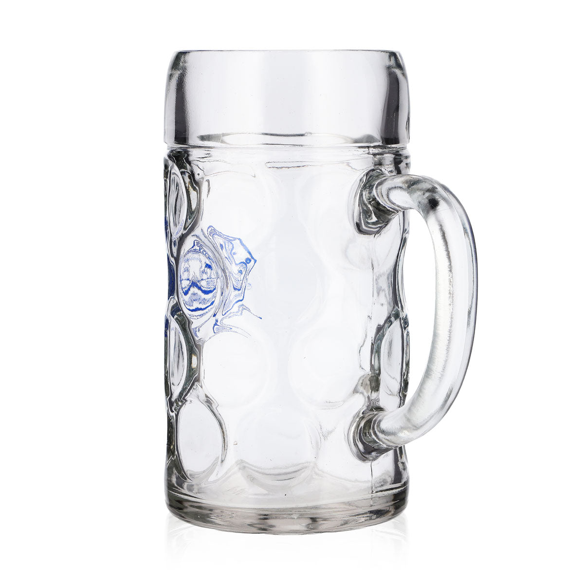 Gold Ochsen Bier Glas 1l Krug Blaues Logo – Ansicht 4
