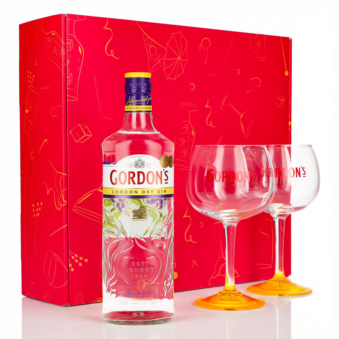 Gordons Gin Geschenkset 0,7l 37,5% + Ballonglas Copa I Pink