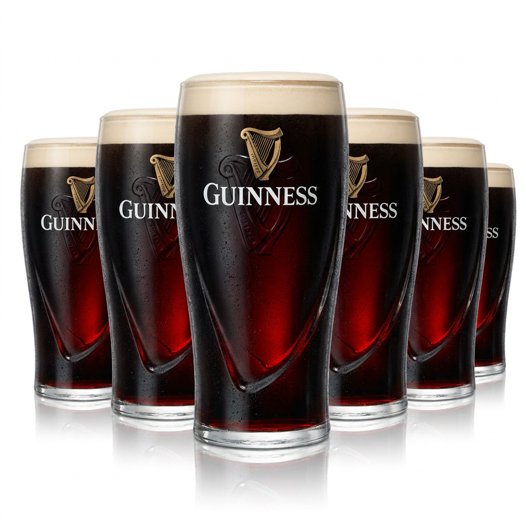 Guinness Gläser 6er Set 0,5l Gravity Pintglas mit Harfen-Relief Stout Irish