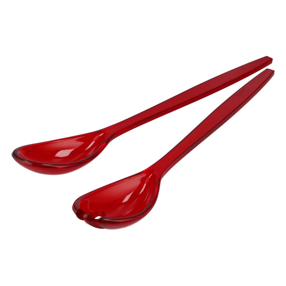 Guzzini Salatbesteck Set 2-teilig rot transparent Servierbesteck Küche Design