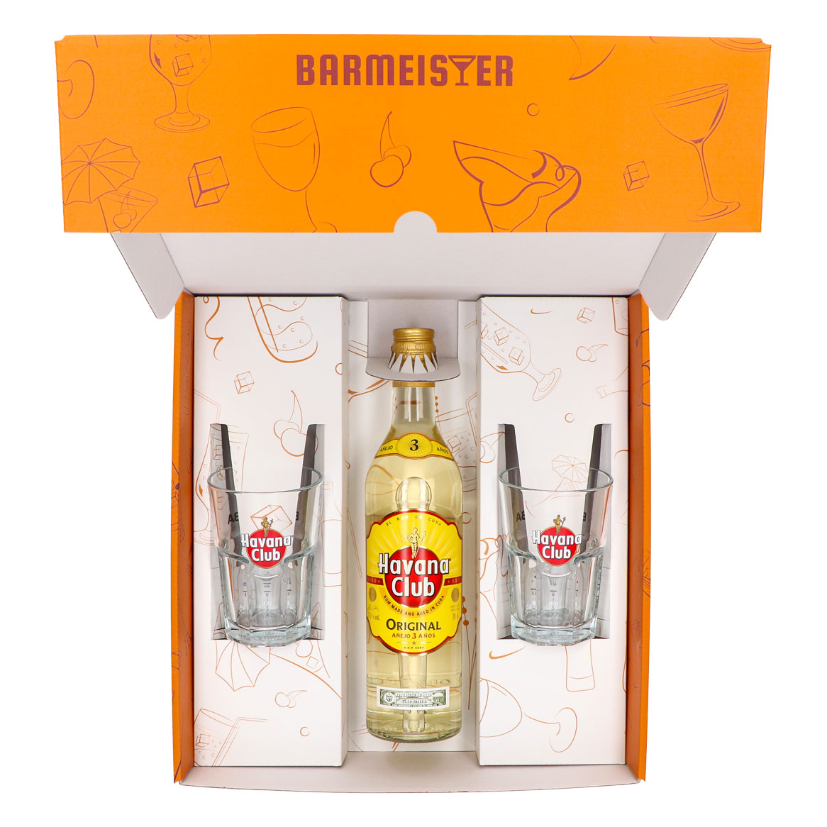 Havana Club Geschenkset 0,7l Flasche 37,5 % Vol. + Longdrink Gläser–orange – Ansicht 5