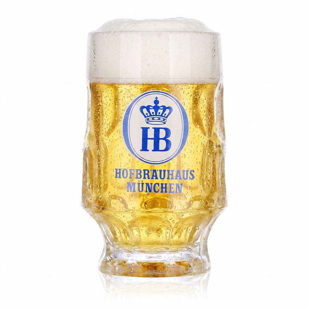 HB München Bier Glas 0,25l Krug Relief blau/weißes Logo