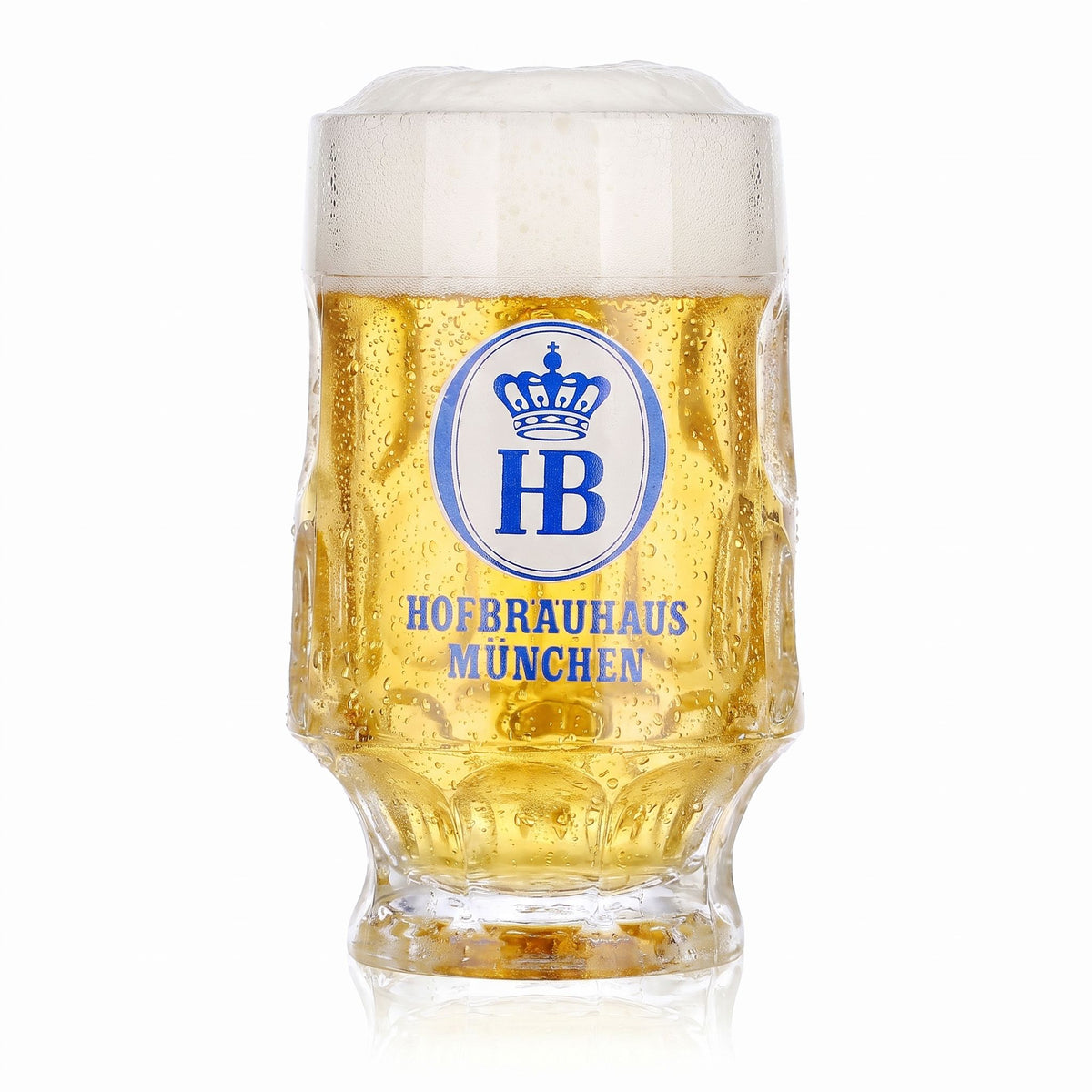 HB München Bier Glas 0,25l Krug Relief blau/weißes Logo