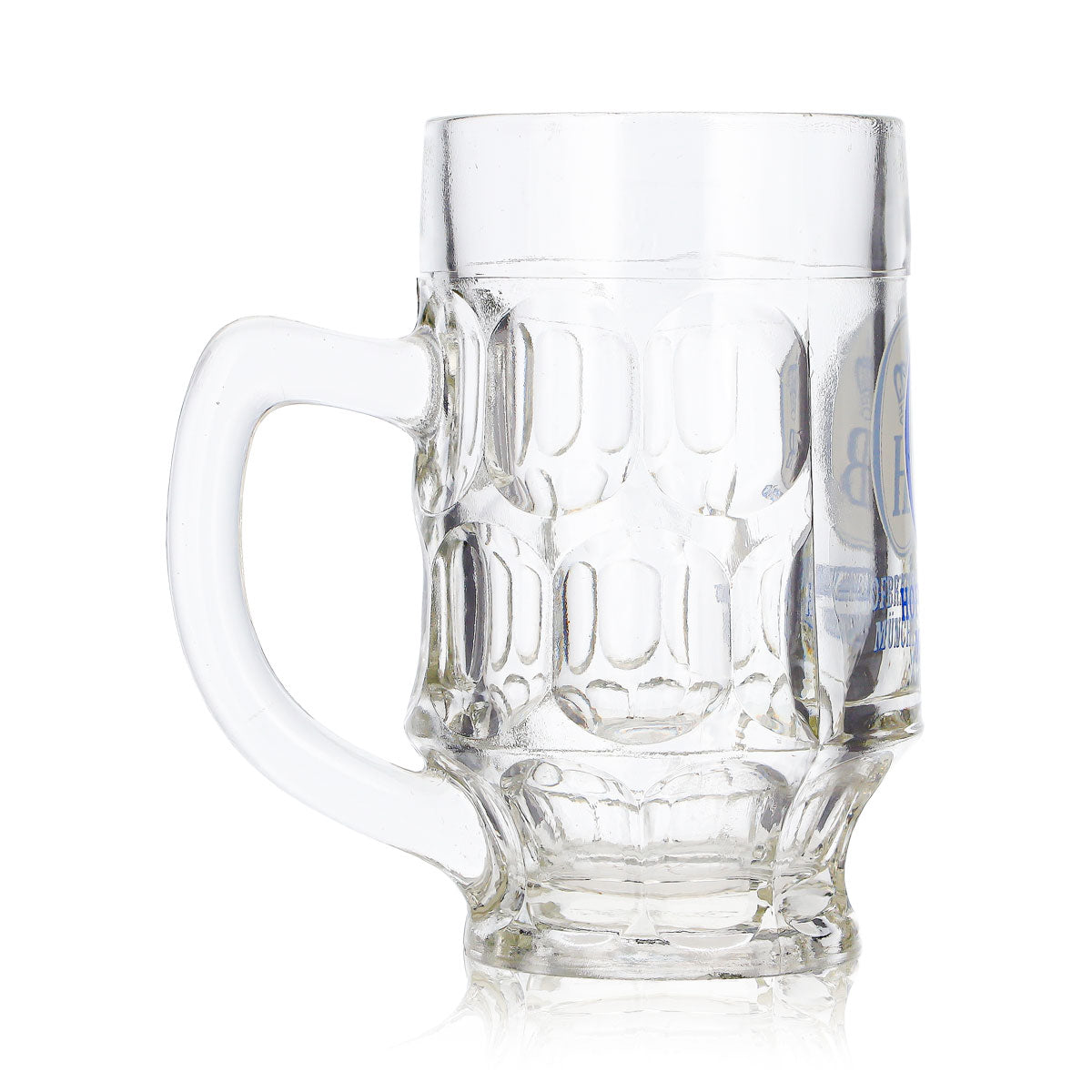 HB München Bier Glas 0,25l Krug Relief blau/weißes Logo – Ansicht 4