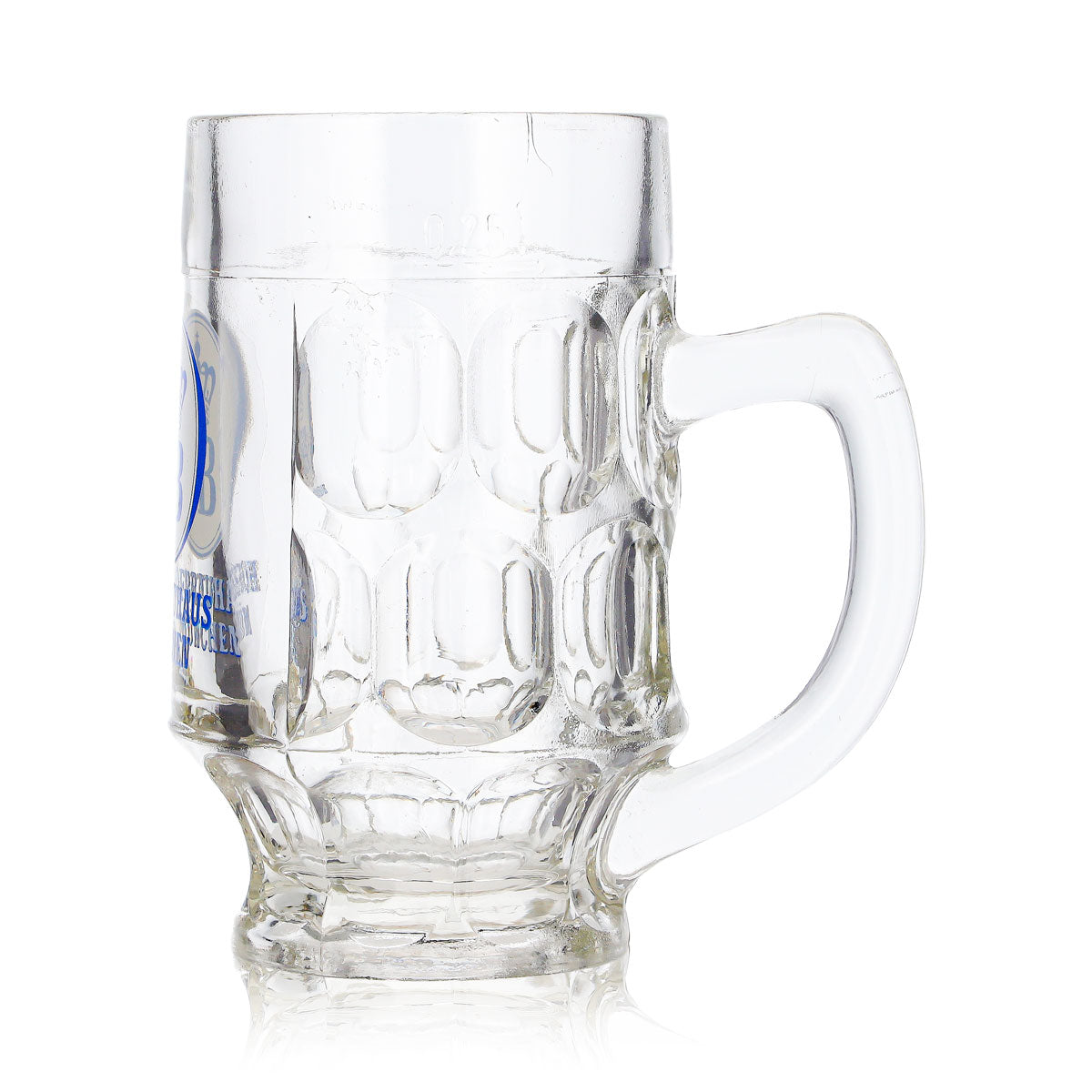 HB München Bier Glas 0,25l Krug Relief blau/weißes Logo – Ansicht 6