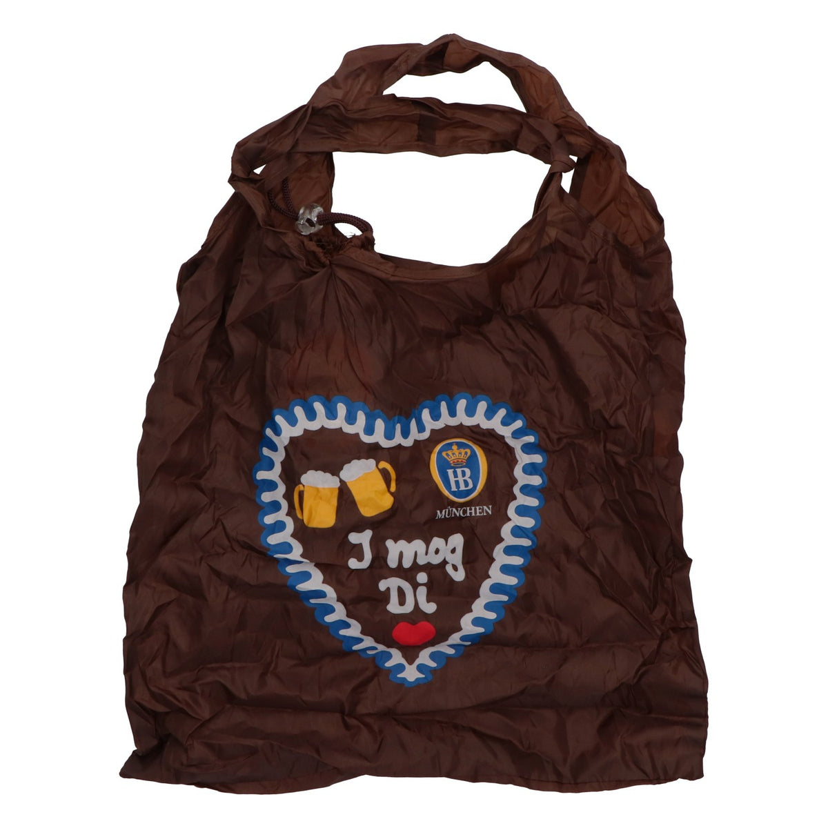 HB München Bier Tasche faltbar Bierflaschenform 'I mog Di' Herz Geschenk Bayern