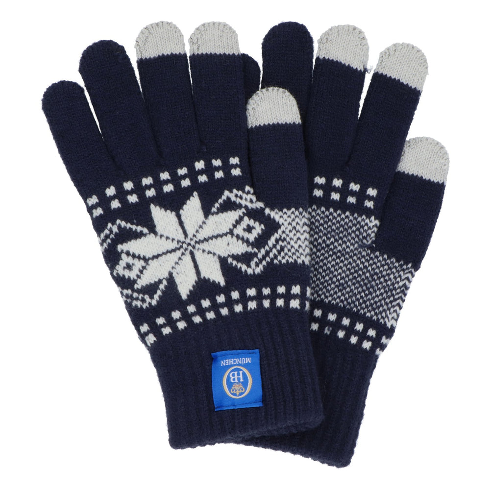 HB München Bier Woll Winter Handschuhe Touchscreen Schneeflocken