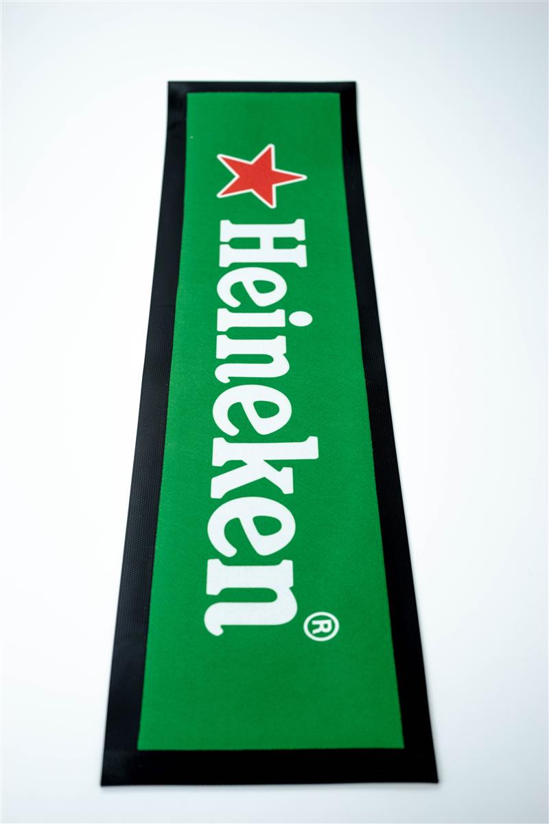 Heineken Bier Barmatte Abtropfmatte Barzubehör schwarz lang dünn 80 x 20