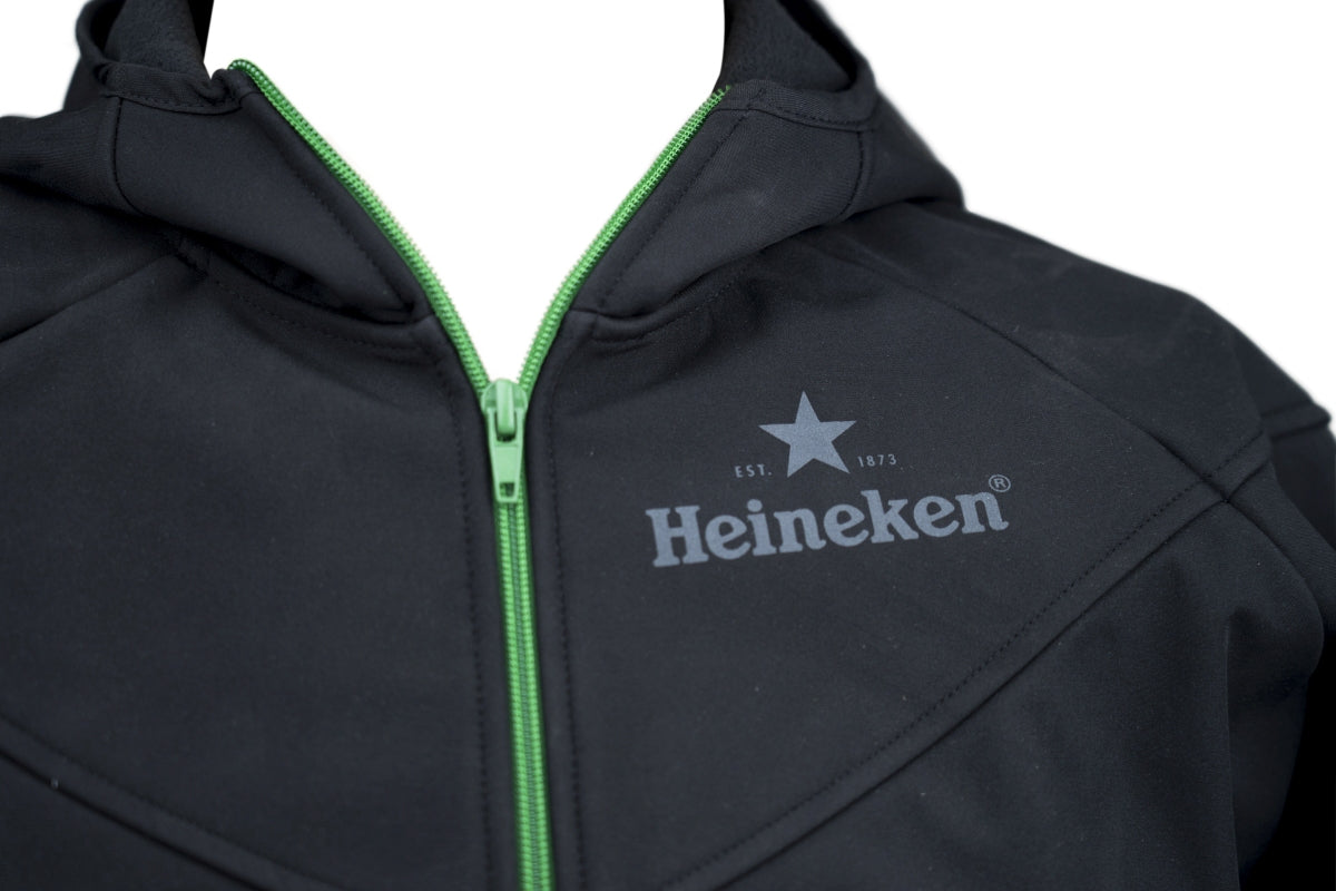 Heineken Bier Jacke Damen Gr. L Schwarz/Grün Softshell mit Reißverschluss – Ansicht 4