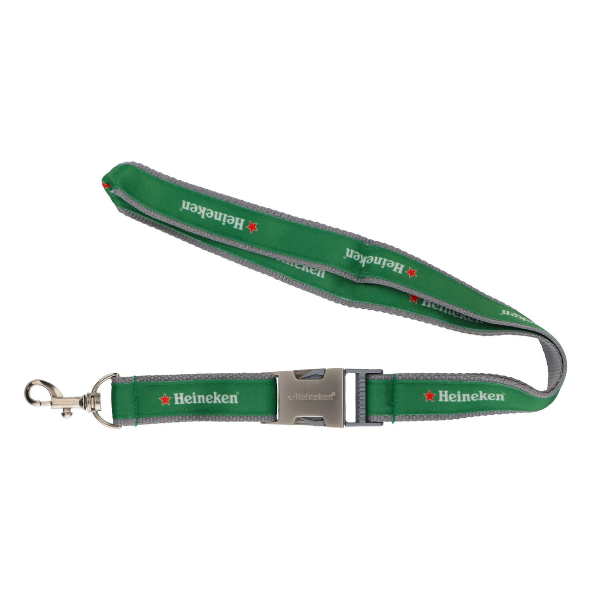 Heineken Schlüsselband Flaschenöffner Metallschnalle grün/grau Lanyard