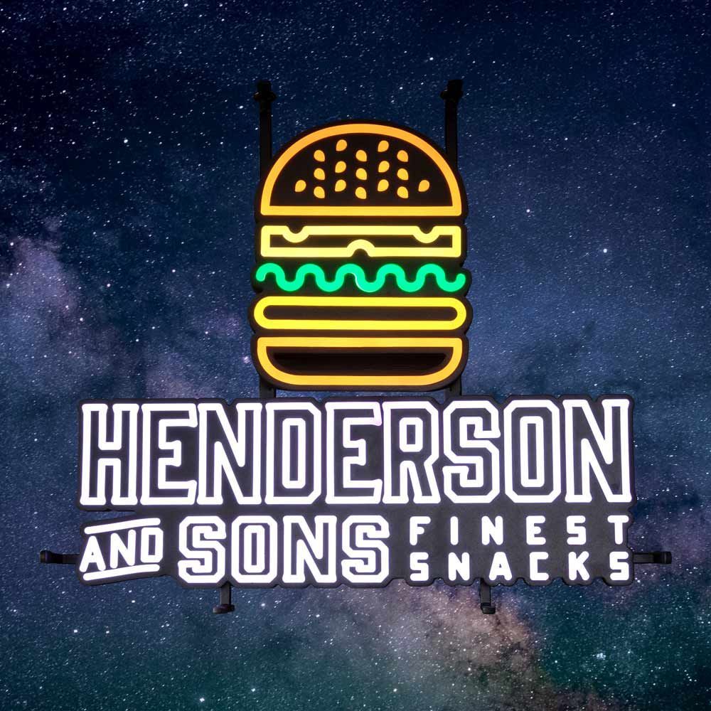 Henderson Leuchtreklame LED Neon Sign Schild Burger Indoor Dimmbar Display Bar