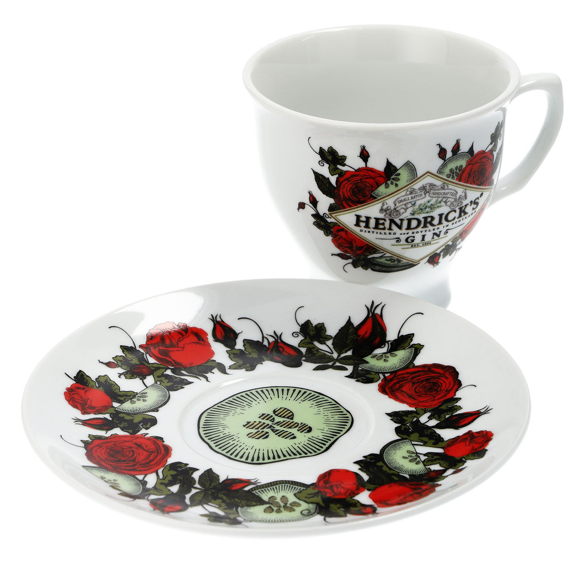 Hendricks Gin Glas mit Unterteller Keramik weiß Tassen Set – Ansicht 4