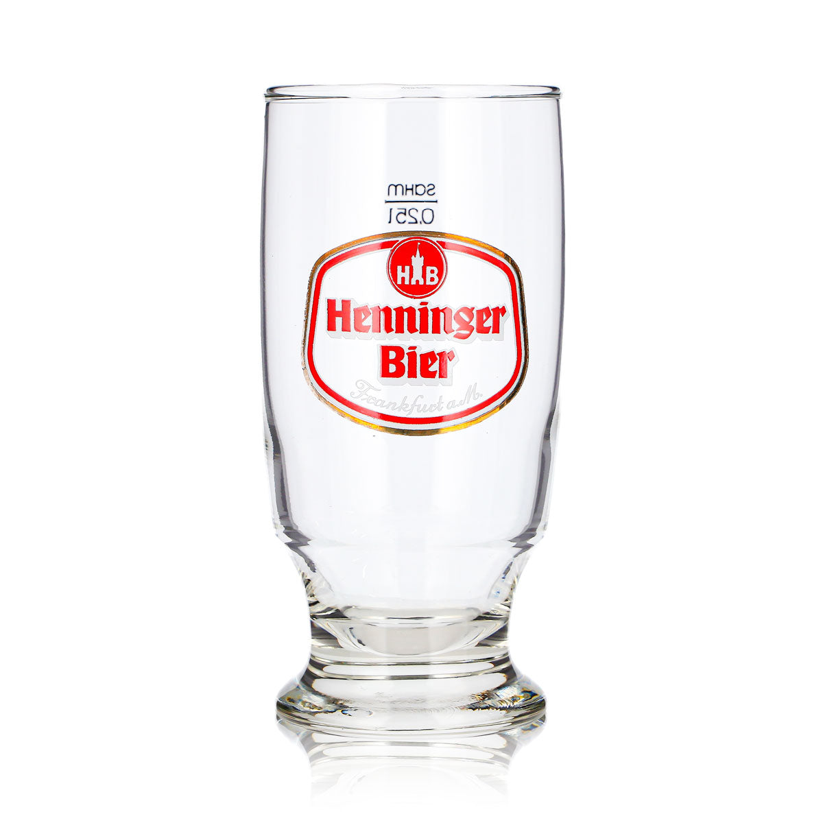 Henninger Bier Glas 0,25l Becher rotes Logo Sahm – Ansicht 2