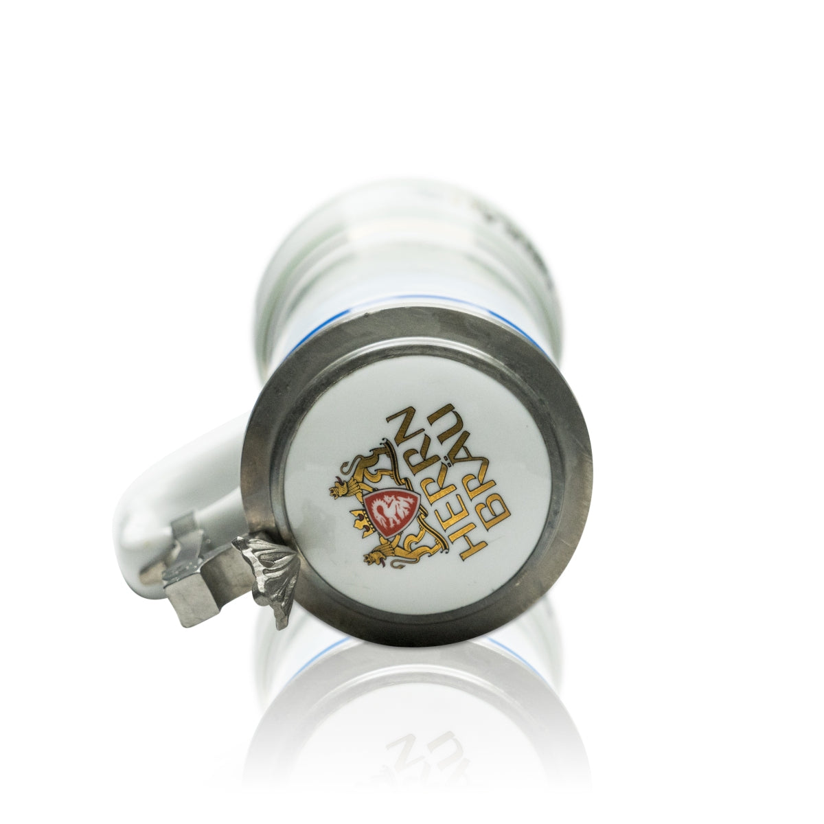Herrnbräu Bierkurg Glas Jahreskrug 1990 Zinndeckel Zertifikat Sammler Humpen – Ansicht 3