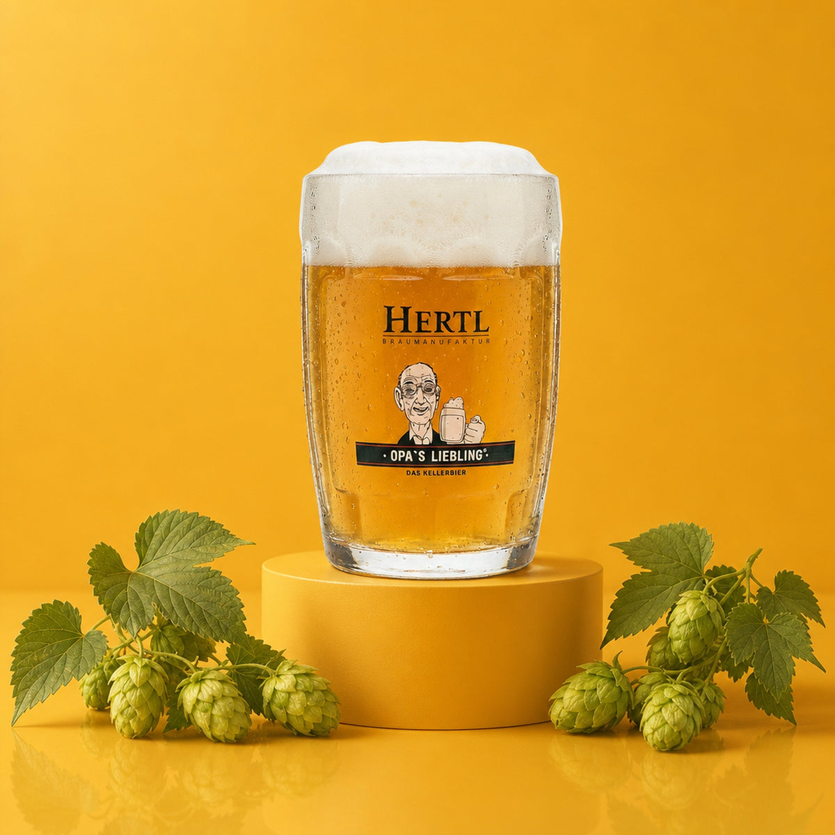 Hertl Bier Glas 0,5l Krug Opa's Liebling Kellerbier Seidel Gläser Henkel Krüge – Ansicht 2