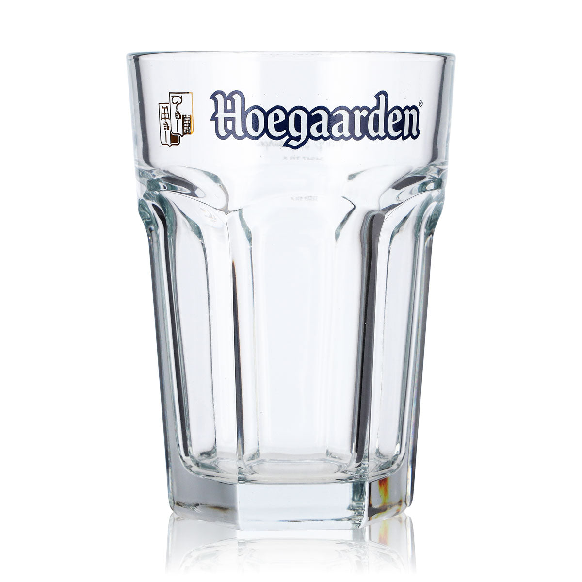 Hoegaarden Bier Glas 0,33l Becher Relief weiß/blaues Logo Pasabahce Bierglas