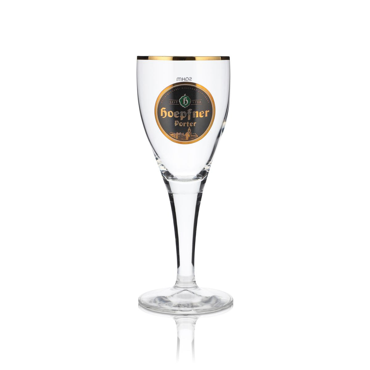 Hoepfner Bier Glas 0,2l Pokal Porter Goldrand Tulpe Brauerei Kralsruhe Baden – Ansicht 2