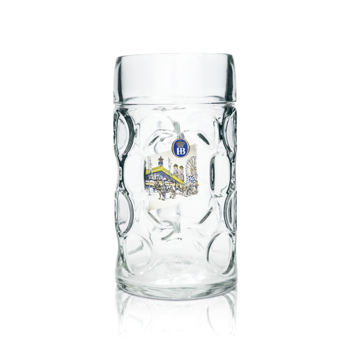 Hofbräu München Bierglas 1l Maßkrug Volksfest-Motiv-Druck Humpen Seidel Gläser