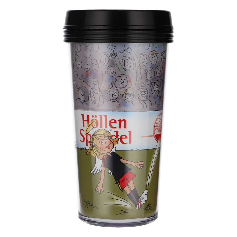 Höllensprudel Wasser Becher Thermobecher mit Deckel 0,5l Mehrweg Fußball Motiv