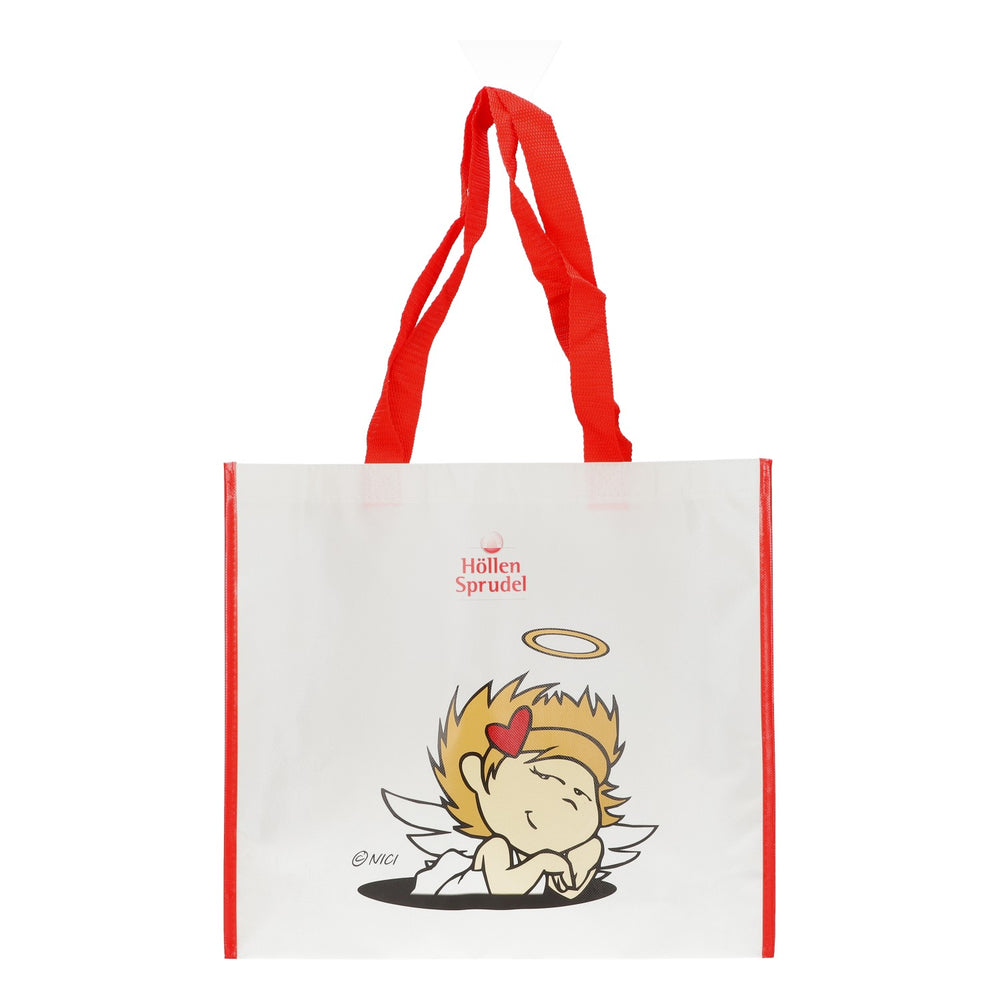 Höllensprudel Wasser Tasche Einkaufstasche Angel weiß/rot Nici Kunststoff